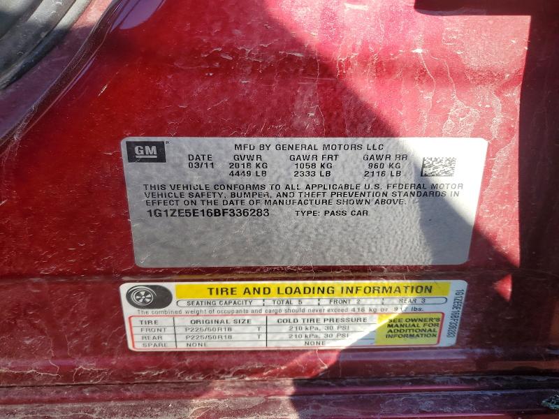 Auction sale of the 2011 Chevrolet Malibu, vin: 1G1ZE5E16BF336283, lot number: 54921366