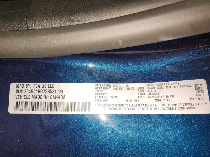 52442876 :رقم المزاد ، 2C4RC1BG7SR531090 vin ، 2025 Chrysler Pacifica مزاد بيع