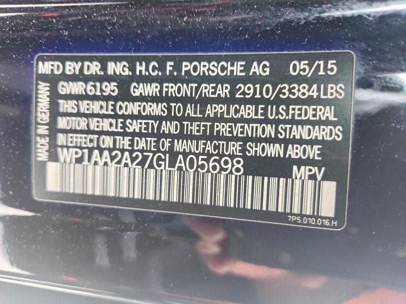 53967486 :رقم المزاد ، WP1AA2A27GLA05698 vin ، 2016 Porsche Cayenne مزاد بيع