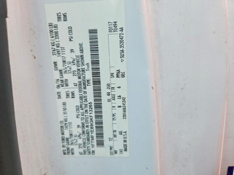 Aukcja sprzedaży 2016 Ford F150, vin: 1FTMF1E89GKF13265, numer aukcji: 54881386