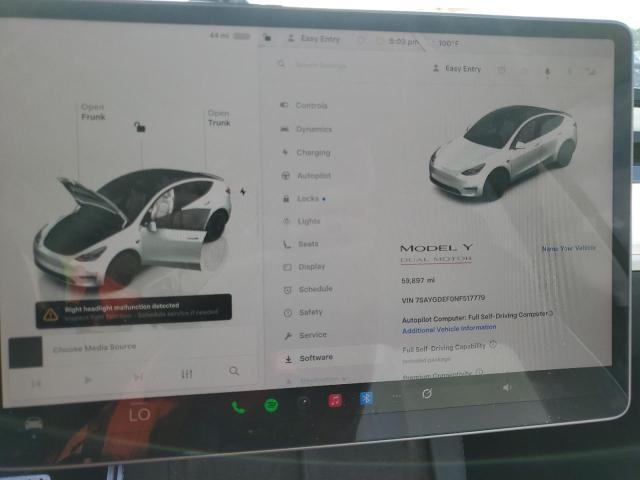 Продажа на аукционе авто 2022 Tesla Model Y, vin: 7SAYGDEF0NF517779, номер лота: 53821806