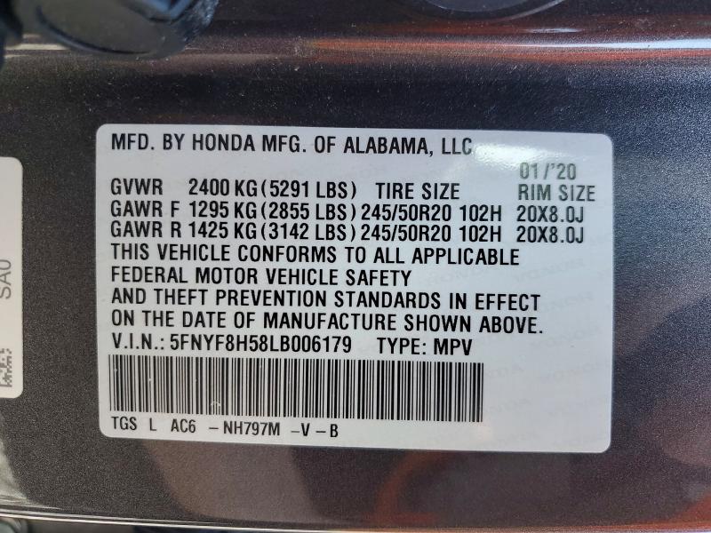 Продажа на аукционе авто 2020 Honda Passport, vin: 5FNYF8H58LB006179, номер лота: 52382136