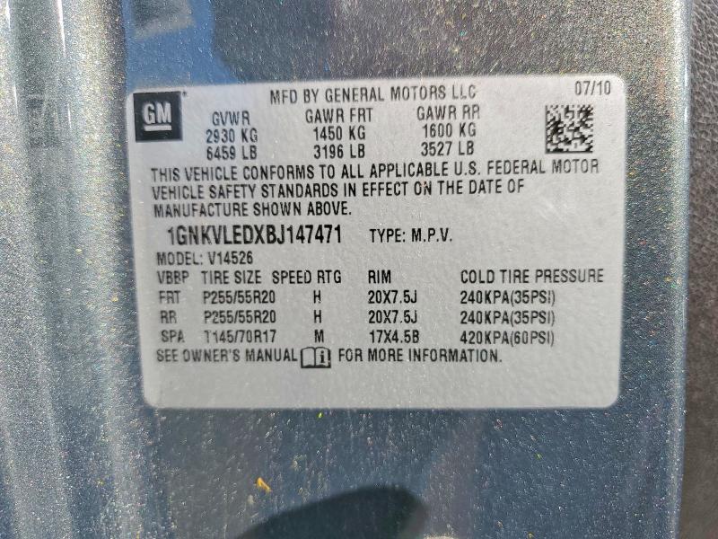 Aukcja sprzedaży 2011 Chevrolet Traverse, vin: 1GNKVLEDXBJ147471, numer aukcji: 55176966