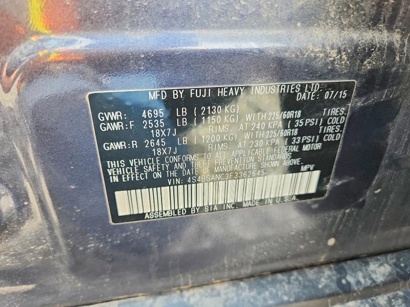 Aukcja sprzedaży 2015 Subaru Outback, vin: 4S4BSANC3F3362645, numer aukcji: 53525716