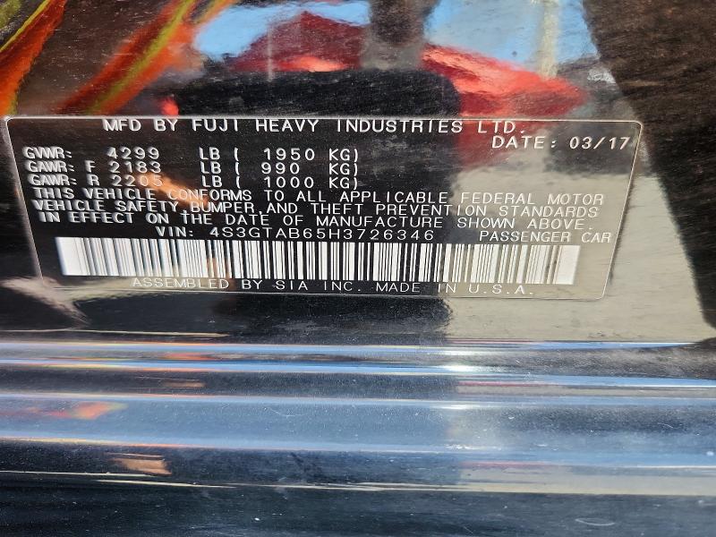 Продажа на аукционе авто 2017 Subaru Impreza, vin: 4S3GTAB65H3726346, номер лота: 54092716