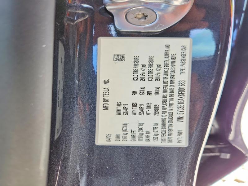 Продажа на аукционе авто 2025 Tesla Model 3, vin: 5YJ3E1EAXSF001683, номер лота: 55564146