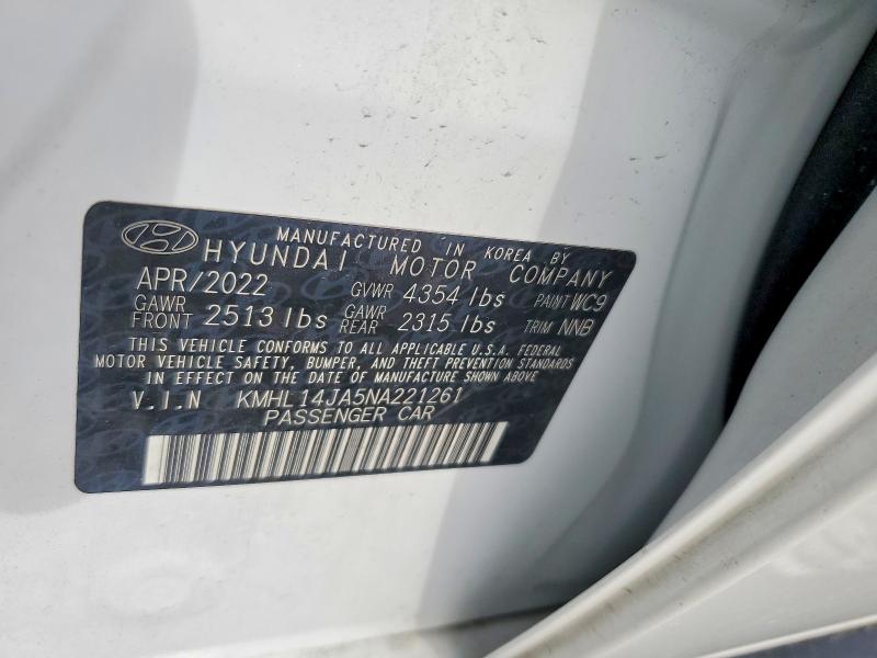Продажа на аукционе авто 2022 Hyundai Sonata, vin: KMHL14JA5NA221261, номер лота: 54729796