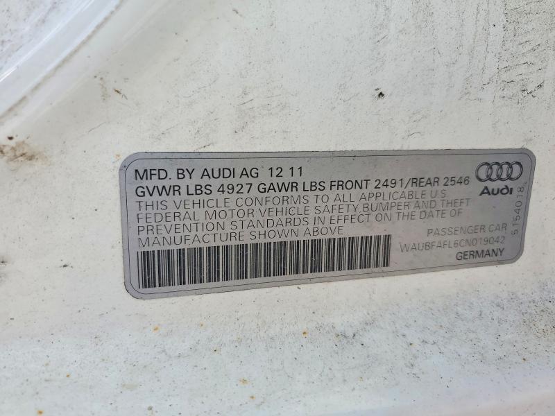 Продажа на аукционе авто 2012 Audi A4, vin: WAUBFAFL6CN019042, номер лота: 54848746