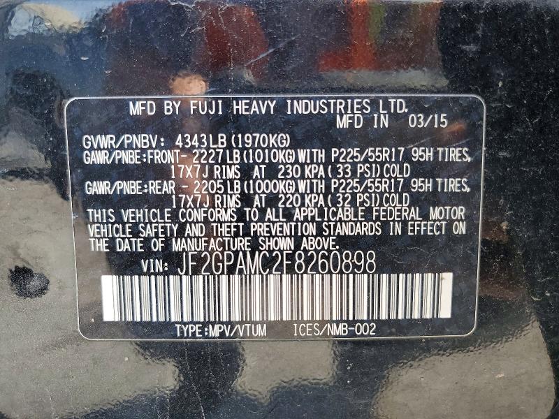 2015 Subaru Xv Crosstrek მანქანა იყიდება აუქციონზე, vin: JF2GPAMC2F8260898, აუქციონის ნომერი: 52406746