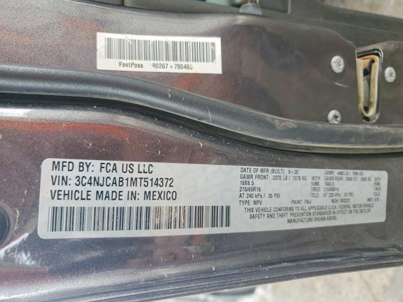 Продажа на аукционе авто 2021 Jeep Compass, vin: 3C4NJCAB1MT514372, номер лота: 52411626