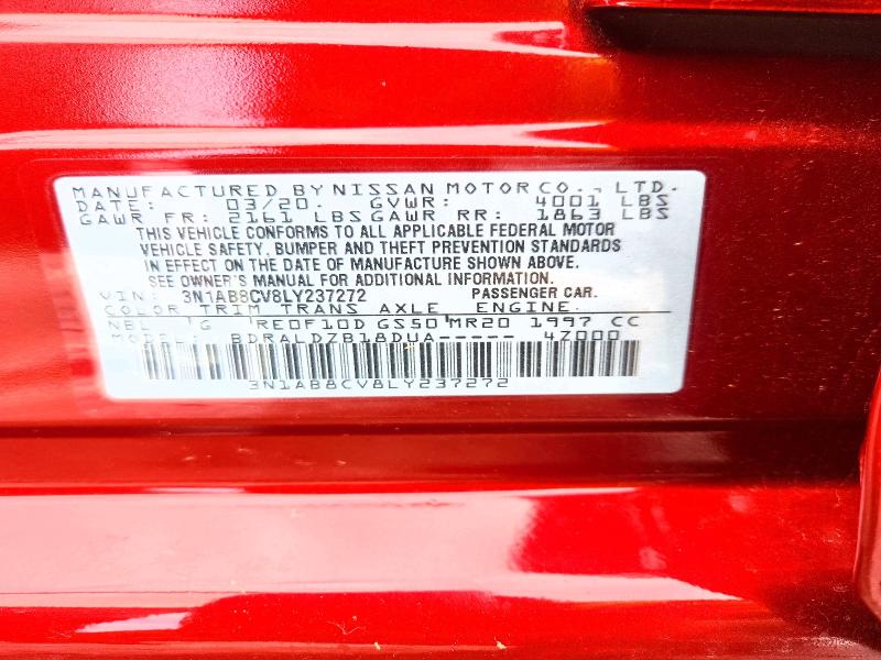 54052796 :رقم المزاد ، 3N1AB8CV8LY237272 vin ، 2020 Nissan Sentra مزاد بيع