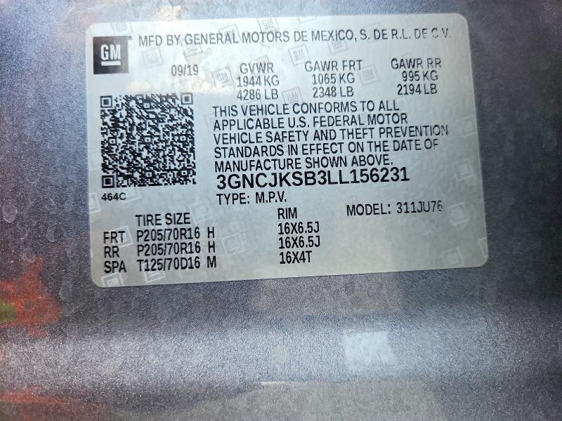 Продажа на аукционе авто 2020 Chevrolet Trax, vin: 3GNCJKSB3LL156231, номер лота: 51902576