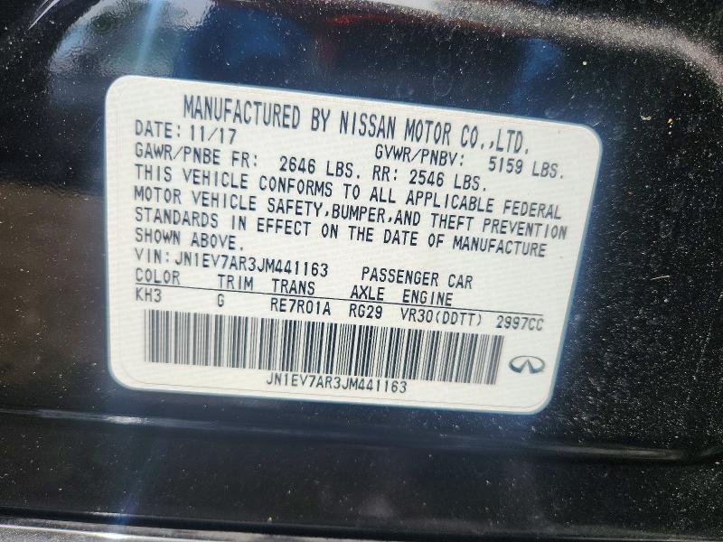 Продажа на аукционе авто 2018 Infiniti Q50, vin: JN1EV7AR3JM441163, номер лота: 54861956
