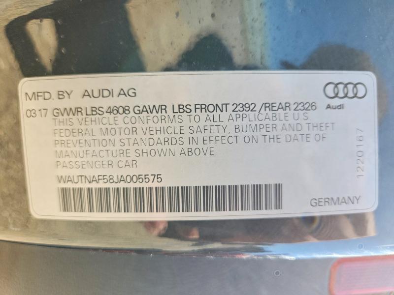 2018 Audi A5 მანქანა იყიდება აუქციონზე, vin: WAUTNAF58JA005575, აუქციონის ნომერი: 52955576