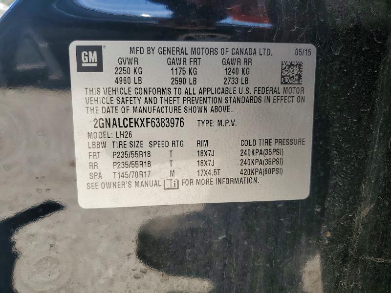 Aukcja sprzedaży 2015 Chevrolet Equinox, vin: 2GNALCEKXF6383976, numer aukcji: 54475666