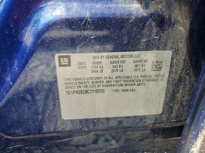 Продаж на аукціоні авто 2012 Chevrolet Cruze, vin: 1G1PK5SC8C7116659, номер лоту: 54920816