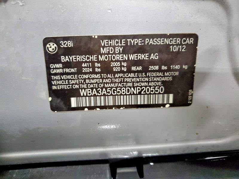 Продажа на аукционе авто 2013 Bmw 328, vin: WBA3A5G58DNP20550, номер лота: 55212536