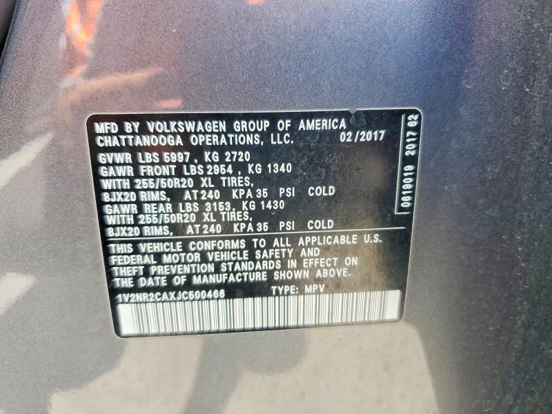 Aukcja sprzedaży 2018 Volkswagen Atlas, vin: 1V2NR2CAXJC500466, numer aukcji: 54304076