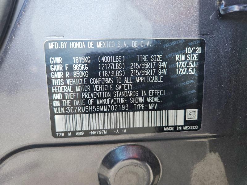 53664416 :رقم المزاد ، 3CZRU5H59MM702193 vin ، 2021 Honda Hr-v مزاد بيع