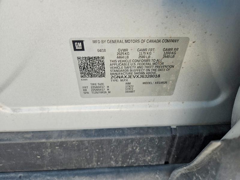 52561956 :رقم المزاد ، 2GNAXJEVXJ6328018 vin ، 2018 Chevrolet Equinox مزاد بيع