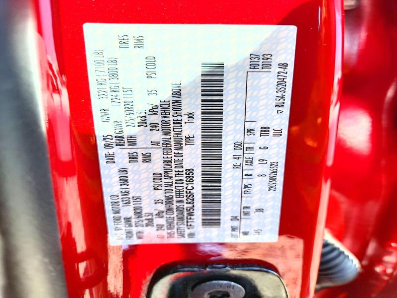 2025 Ford F150 მანქანა იყიდება აუქციონზე, vin: 1FTFW5L82SFC16858, აუქციონის ნომერი: 53915876