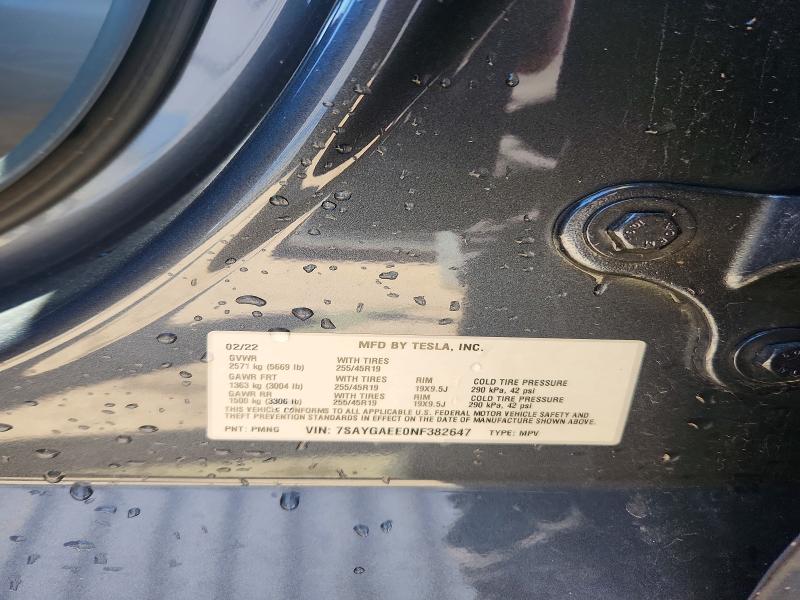 Продаж на аукціоні авто 2022 Tesla Model Y, vin: 7SAYGAEE0NF382647, номер лоту: 53766436