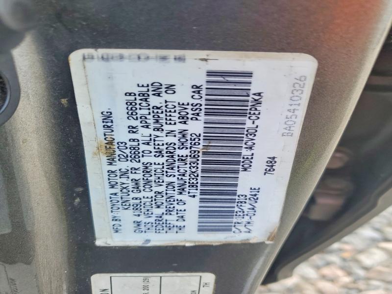 Aukcja sprzedaży 2003 Toyota Camry, vin: 4T1BE32K33U697652, numer aukcji: 53591556