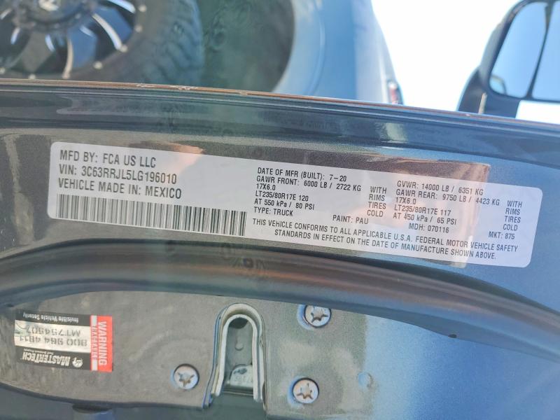2020 Ram 3500 მანქანა იყიდება აუქციონზე, vin: 3C63RRJL5LG196010, აუქციონის ნომერი: 52880896