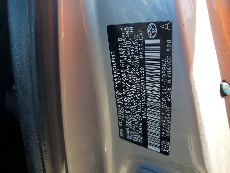 53624476 :رقم المزاد ، VNKJTUD38EA009030 vin ، 2014 Toyota Yaris مزاد بيع
