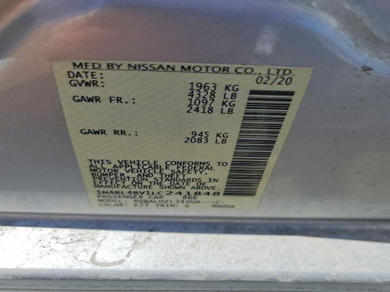 2020 Nissan Altima მანქანა იყიდება აუქციონზე, vin: 1N4BL4BV1LC241848, აუქციონის ნომერი: 54997706