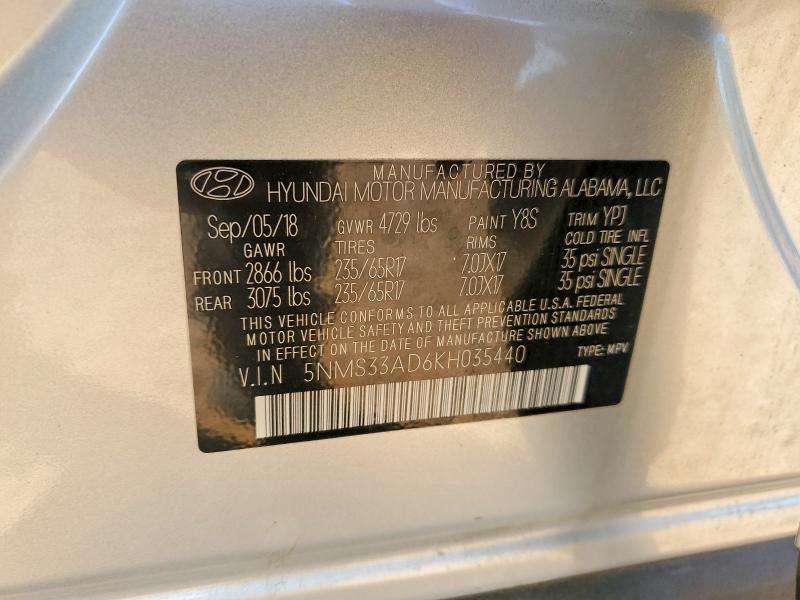 Продажа на аукционе авто 2019 Hyundai Santa Fe, vin: 5NMS33AD6KH035440, номер лота: 53595656