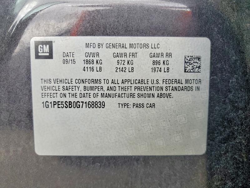 Продажа на аукционе авто 2016 Chevrolet Cruze Limited, vin: 1G1PE5SB0G7168839, номер лота: 54804736