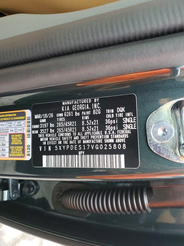 2027 Kia Telluride მანქანა იყიდება აუქციონზე, vin: 5XYPDES17VG025808, აუქციონის ნომერი: 53402956