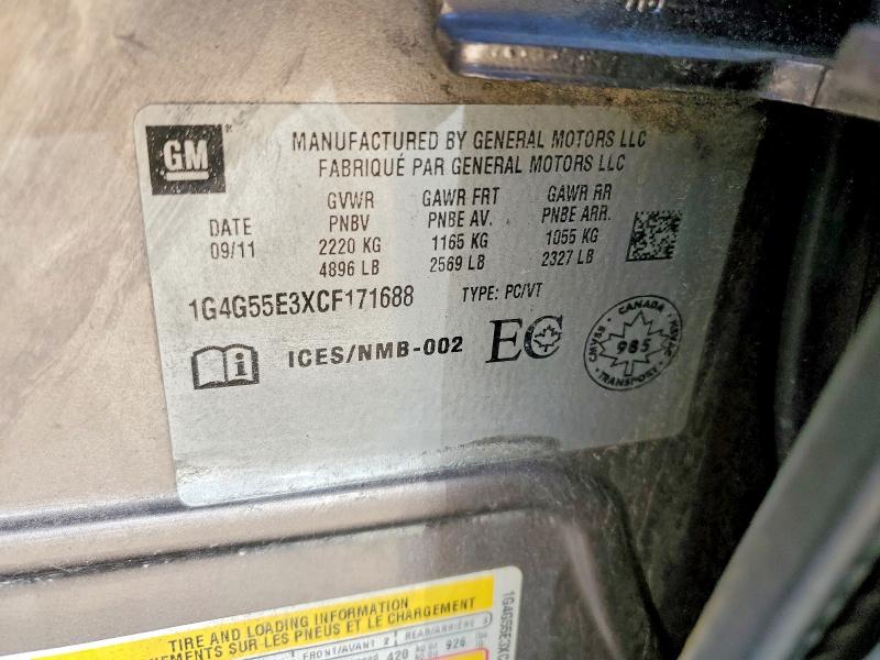 Продаж на аукціоні авто 2012 Buick Lacrosse, vin: 1G4G55E3XCF171688, номер лоту: 52472016