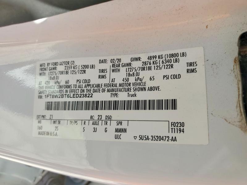 Продаж на аукціоні авто 2020 Ford F250, vin: 1FT8W2BT6LED23822, номер лоту: 53726276