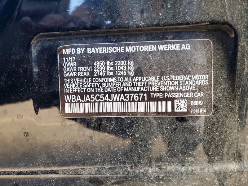 2018 Bmw 530 მანქანა იყიდება აუქციონზე, vin: WBAJA5C54JWA37671, აუქციონის ნომერი: 55176116