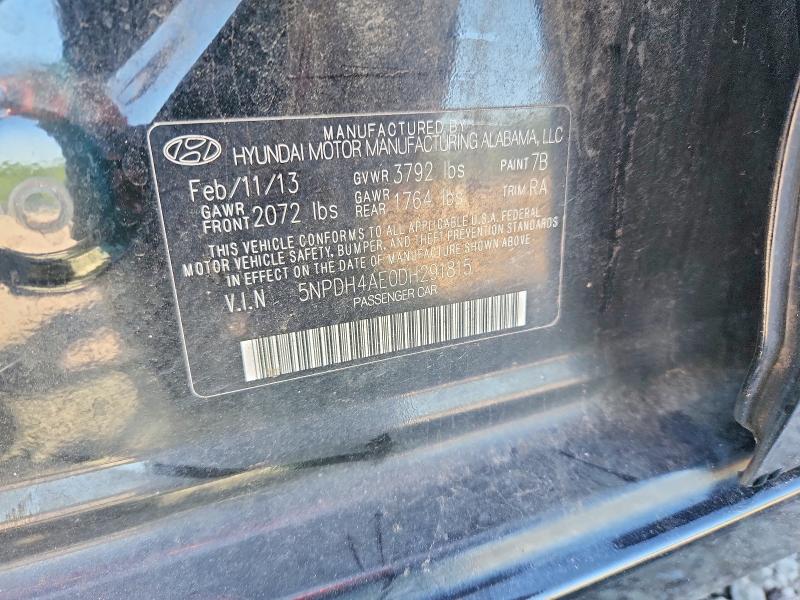 2013 Hyundai Elantra მანქანა იყიდება აუქციონზე, vin: 5NPDH4AE0DH291815, აუქციონის ნომერი: 52752846