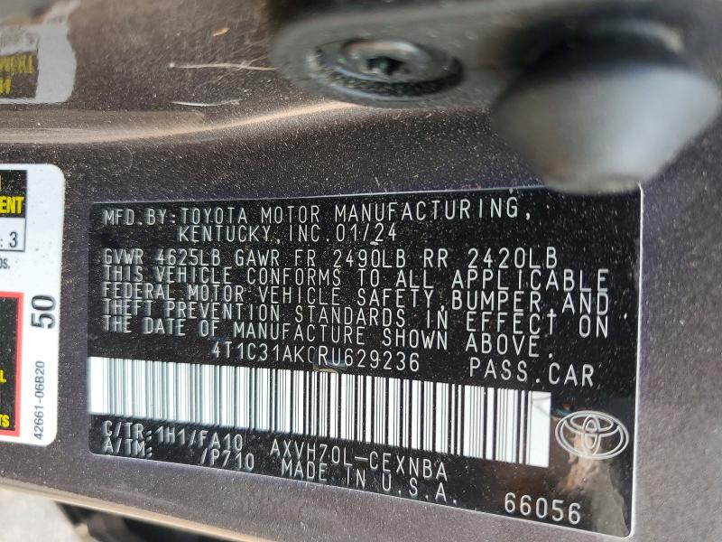 53167366 :رقم المزاد ، 4T1C31AK0RU629236 vin ، 2024 Toyota Camry مزاد بيع