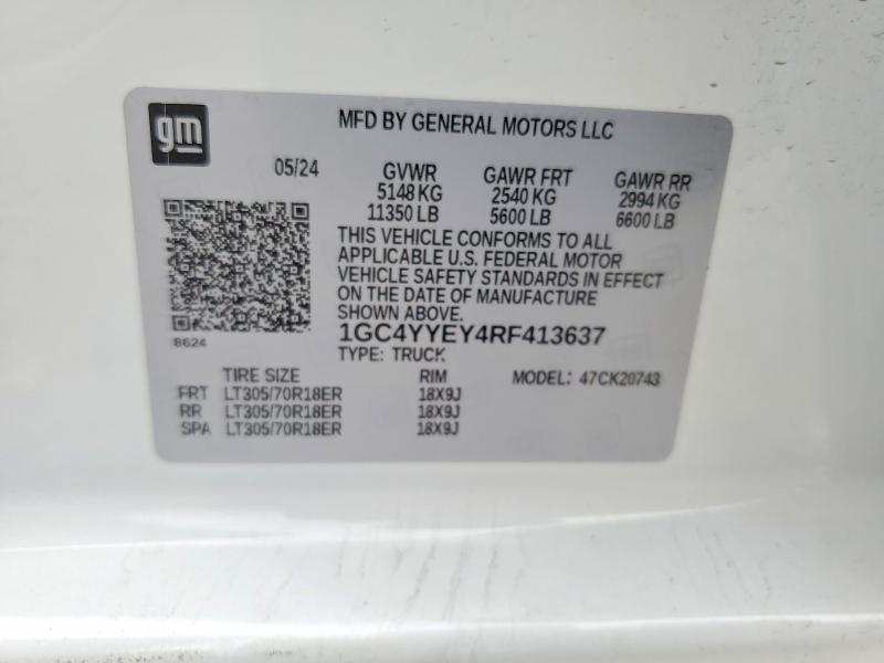 Продажа на аукционе авто 2024 Chevrolet Silverado, vin: 1GC4YYEY4RF413637, номер лота: 53392906