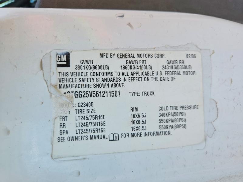 55053336 :رقم المزاد ، 1GTGG25V561211501 vin ، 2006 Gmc Savana مزاد بيع