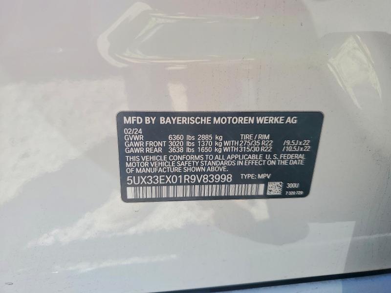 53170106 :رقم المزاد ، 5UX33EX01R9V83998 vin ، 2024 Bmw X6 مزاد بيع
