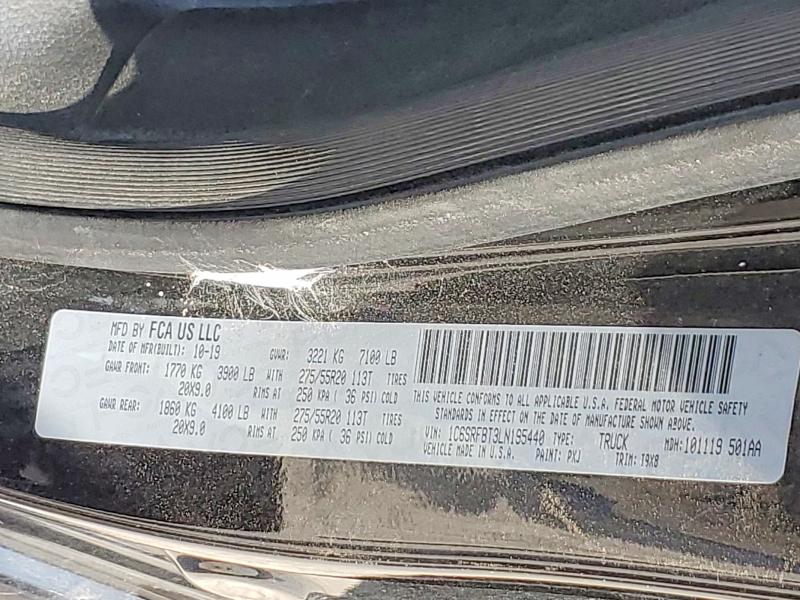 53365746 :رقم المزاد ، 1C6SRFBT3LN195440 vin ، 2020 Ram 1500 مزاد بيع