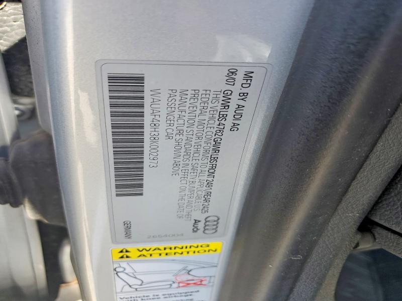 Aukcja sprzedaży 2008 Audi A4, vin: WAUAF48H38K002973, numer aukcji: 53187746