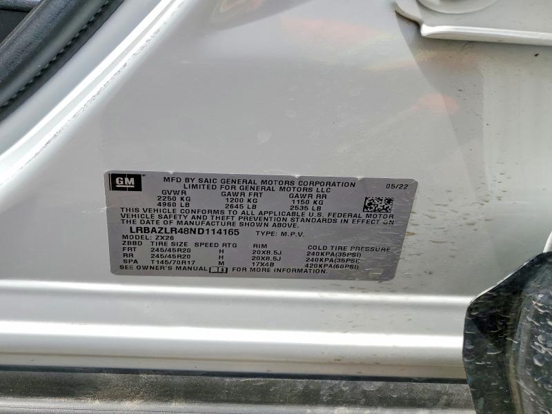 55120486 :رقم المزاد ، LRBAZLR48ND114165 vin ، 2022 Buick Envision مزاد بيع