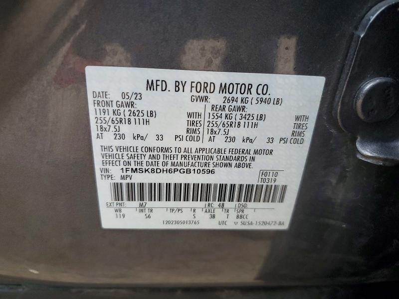 52136656 :رقم المزاد ، 1FMSK8DH6PGB10596 vin ، 2023 Ford Explorer مزاد بيع