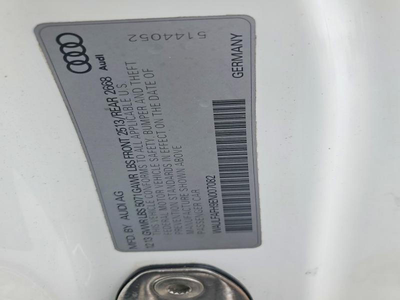 52084716 :رقم المزاد ، WAULFAFH9EN007082 vin ، 2014 Audi A5 مزاد بيع