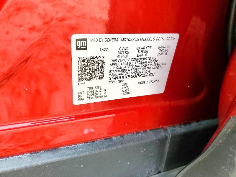 54077026 :رقم المزاد ، 3GNAXKEG3PS150437 vin ، 2023 Chevrolet Equinox مزاد بيع