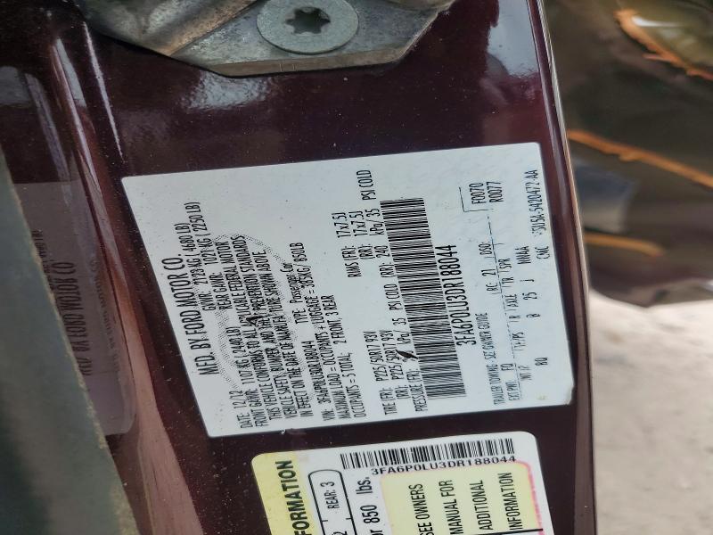 2013 Ford Fusion მანქანა იყიდება აუქციონზე, vin: 3FA6P0LU3DR188044, აუქციონის ნომერი: 53073166