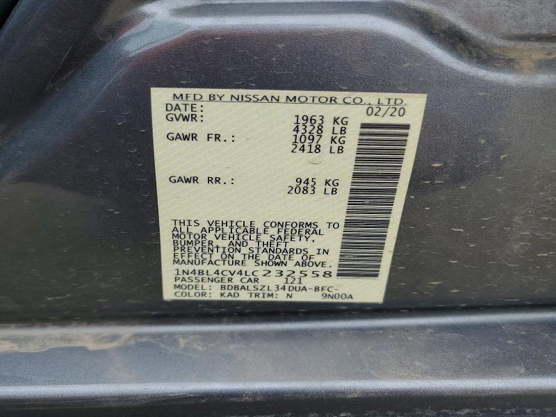 Продажа на аукционе авто 2020 Nissan Altima, vin: 1N4BL4CV4LC232558, номер лота: 54892406