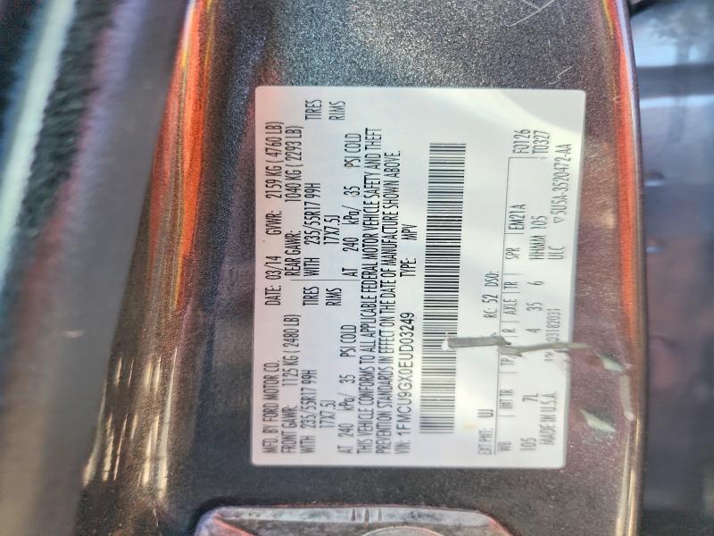 2014 Ford Escape მანქანა იყიდება აუქციონზე, vin: 1FMCU9GX0EUD03249, აუქციონის ნომერი: 52087966